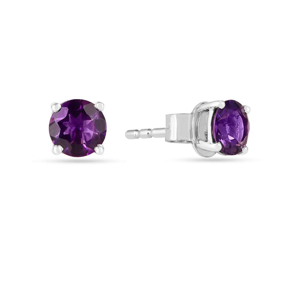 Redgem Silver Stud Earrings for Women and Girls Precious Stone Natural  Amethyst Purple : Amazon.in: Fashion
